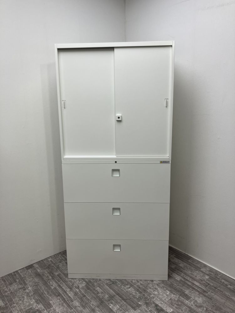 オカムラレクトラインシリーズ 3段ラテラル・引違い上下書庫 商品画像1