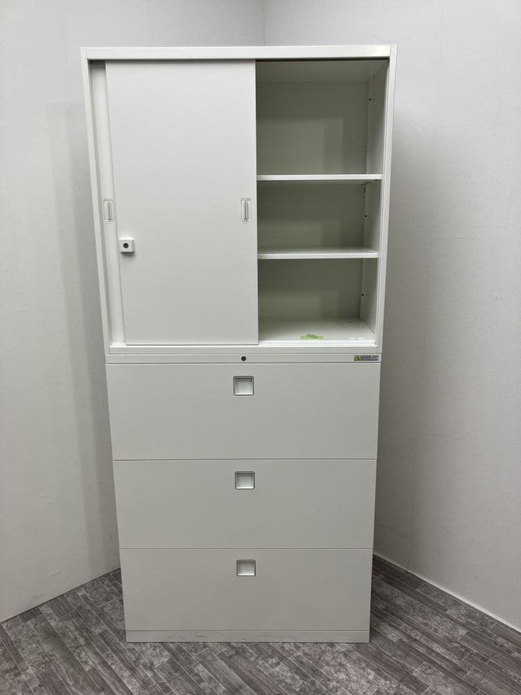 オカムラレクトラインシリーズ 3段ラテラル・引違い上下書庫 商品画像5