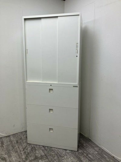 オカムラレクトラインシリーズ 3段ラテラル・3扉スライド上下書庫 商品画像1