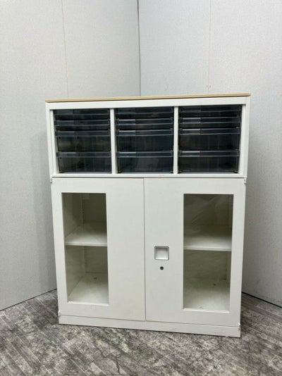 オカムラレクトラインシリーズ 天板付両開き・クリアケース上下書庫 商品画像1