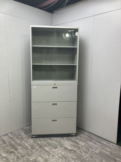 3段ラテラル・ガラス引違い上下書庫 商品画像1