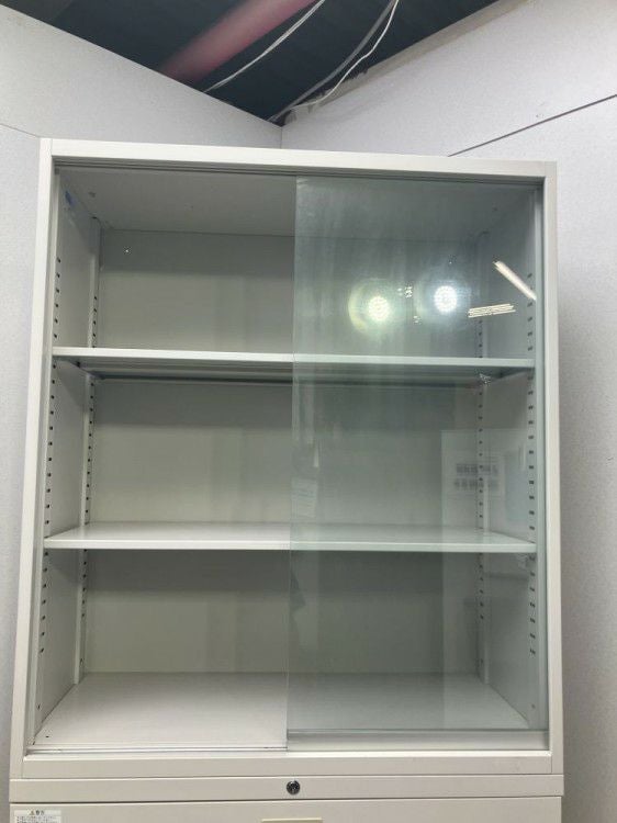3段ラテラル・ガラス引違い上下書庫 商品画像3