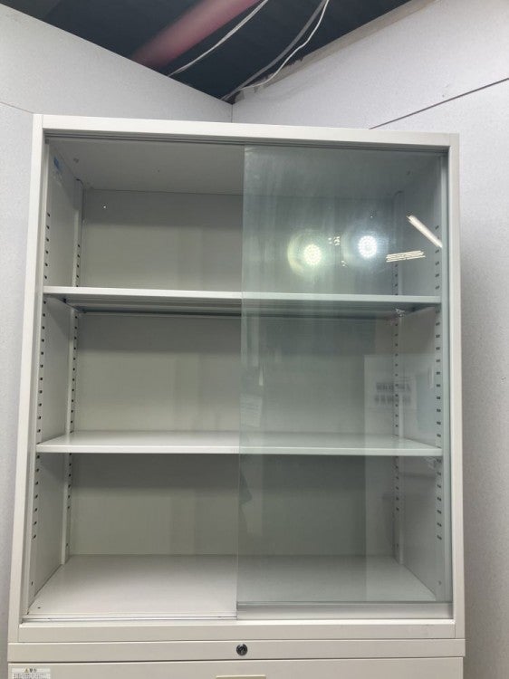 3段ラテラル・ガラス引違い上下書庫 商品画像3