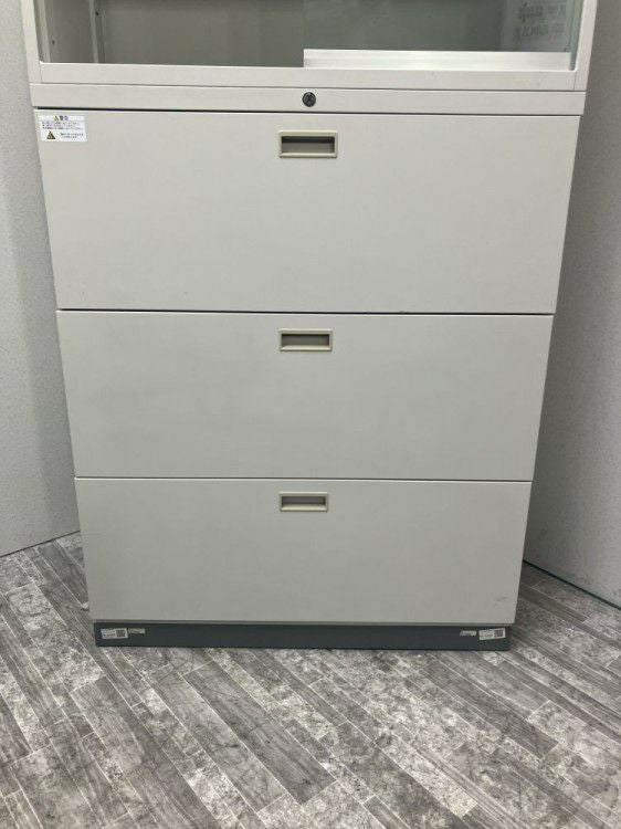 3段ラテラル・ガラス引違い上下書庫 商品画像4