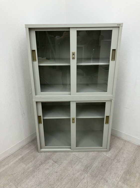 プラスA4対応書庫シリーズ ガラススライド上下書庫 商品画像2