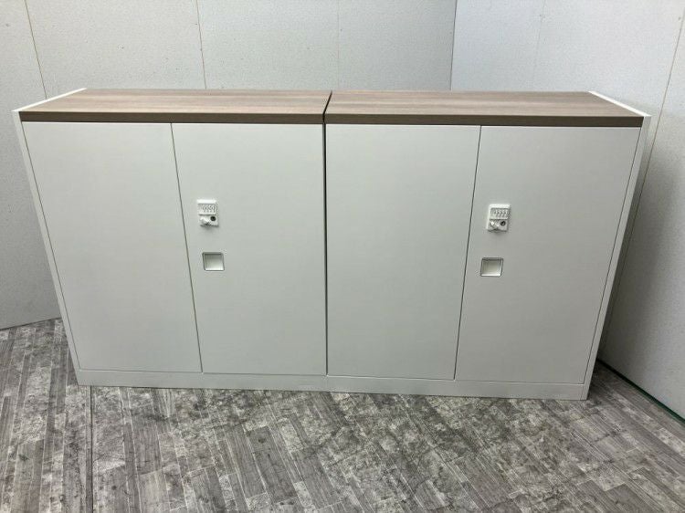 オカムラレクトラインシリーズ ダイヤル式天板付両開き書庫2台セット 商品画像1