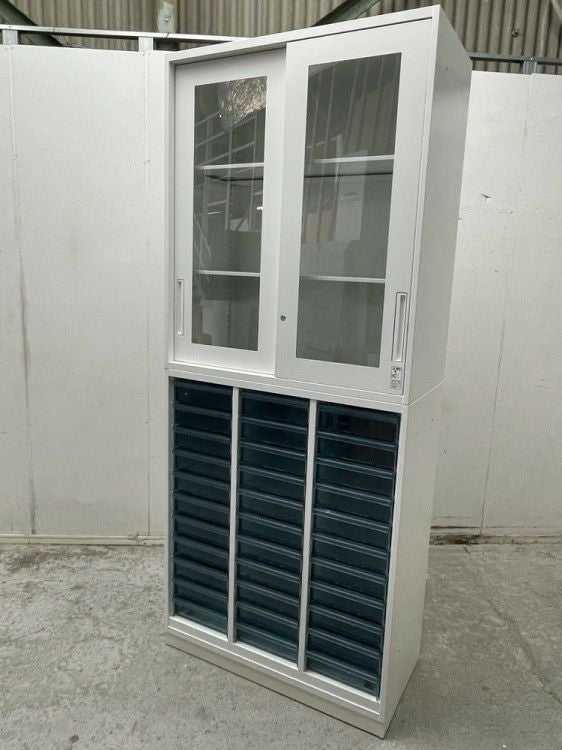 コクヨEDIA(エディア)シリーズ ガラススライドクリアケース上下書庫 商品画像1