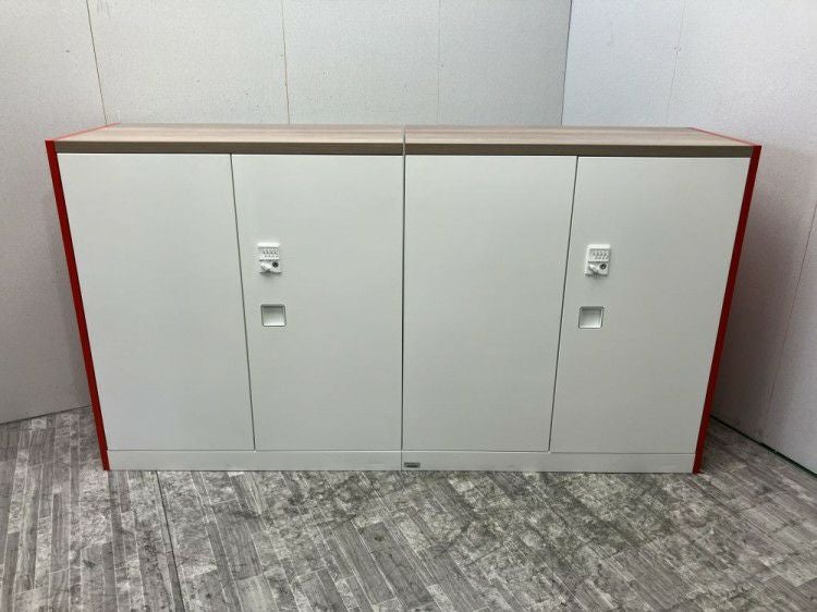 オカムラレクトラインシリーズ ダイヤル式天板付両開き書庫2台セット 商品画像1