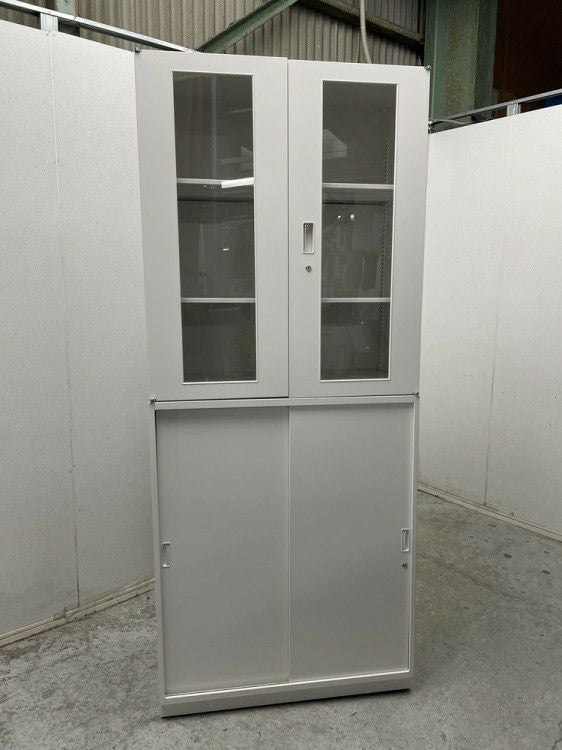 イトーキシンラインシリーズ ガラス両開きスライド上下書庫 商品画像2