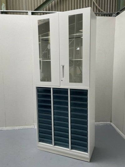 コクヨEDIA(エディア)シリーズ ガラス両開きクリアケース上下書庫 商品画像1