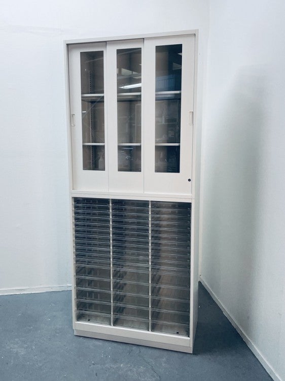 イトーキシンラインシリーズ ガラススライドクリアトレー上下書庫 商品画像1