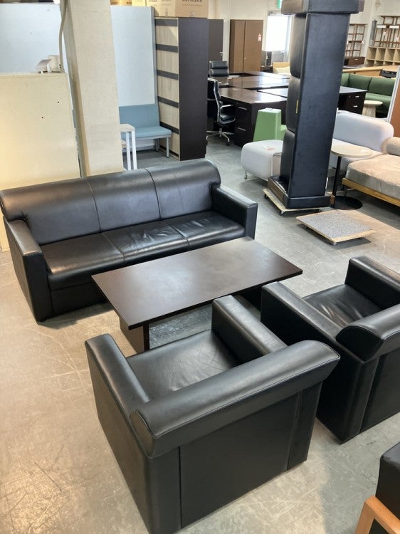 中古品】LION 応接4点セット F564シリーズ / ブルー系現状渡し