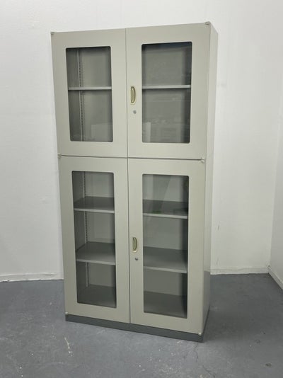 ナイキNWシリーズ ガラス両開き上下書庫 商品画像1