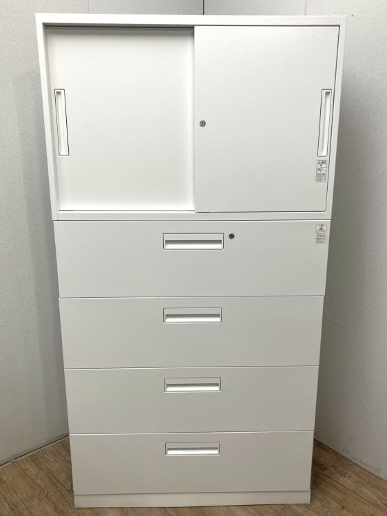 プラス 天板付ガラス両開き書庫 XS-105A-G| 無限堂ネットショップ