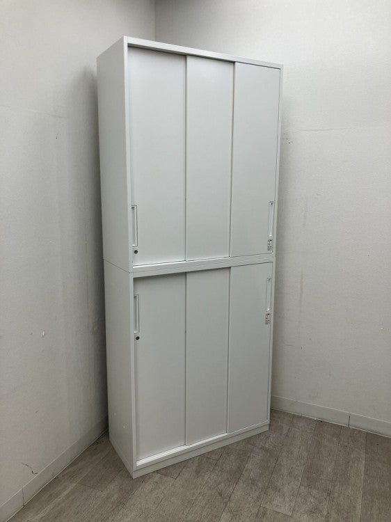 上下書庫セット　鍵あり　ホワイト　両開き/3段ラテラル　オカムラ製レクトライン オカムラ 両開きラテラル上下書庫 4B73ZC/4B33ZF| 無限堂ネットショップ